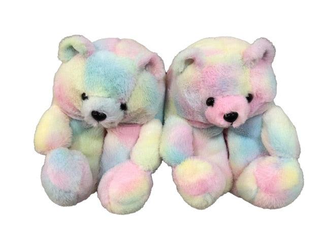 Teddy Bear Plush Slippers Colorful 2 Slippers Plushie Depot