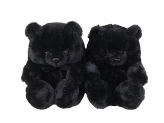 Teddy Bear Plush Slippers black Plushie Depot