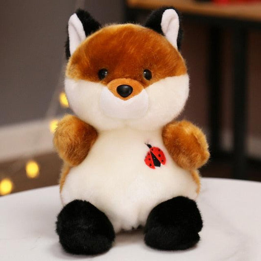 Kawaii Ladybug-Heart Fox Sitting Animal Plushies Default Title Stuffed Toys Plushie Depot