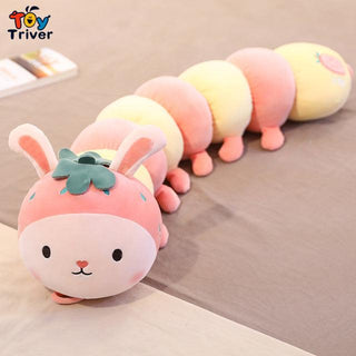 Kawaii Fruit Caterpillar Plush Pillows strawberry bunny Stuffed Toys - Plushie Depot