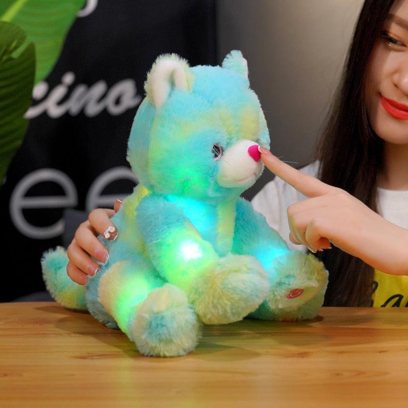 Glowing LED Light Up Green Cat Plush Toy Stuffed Animals Plushie Depot