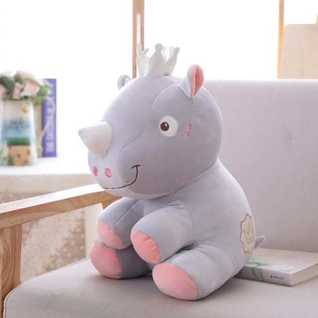 Adorable Rhino Plushies with Crowns gray Stuffed Animals - Plushie Depot