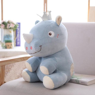 Adorable Rhino Plushies with Crowns Blue Plushie Depot