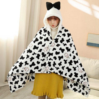 Cute Cow &Teddy Bear Plush Blankets cow-black Plushie Depot