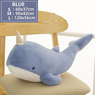 Super Soft Narwal and Shark Plush Toys blue narwhal Plushie Depot