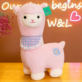 Two-colored Alpaca With Scarf Plush Toys white Plushie Depot
