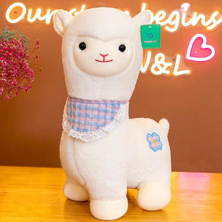 Two-colored Alpaca With Scarf Plush Toys black Plushie Depot