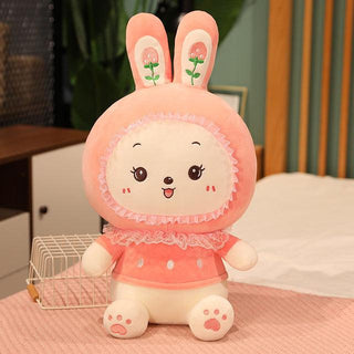 Smiling Long Eared Rabbit Plush Toys white - Plushie Depot