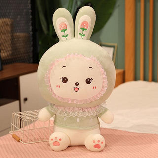 Smiling Long Eared Rabbit Plush Toys green - Plushie Depot