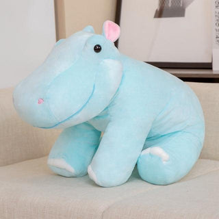 Kawaii Sitting Hippo Plush Toys Blue Stuffed Toys - Plushie Depot