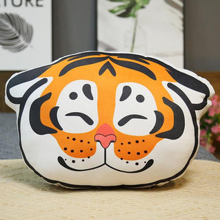 Expressive Tiger Head Pillow black Plushie Depot