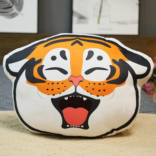 Expressive Tiger Head Pillow green Plushie Depot