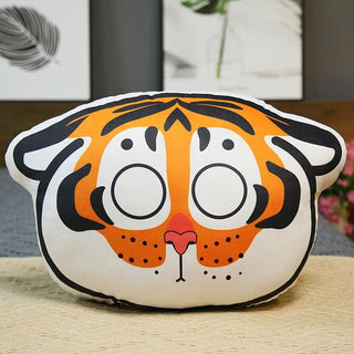 Expressive Tiger Head Pillow Red Plushie Depot