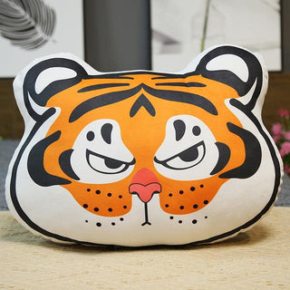 Expressive Tiger Head Pillow gray Plushie Depot
