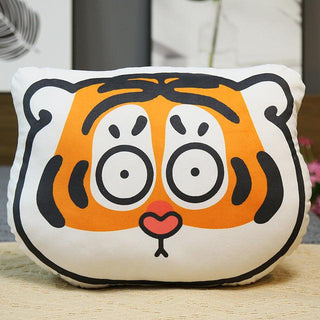 Expressive Tiger Head Pillow Blue Plushie Depot