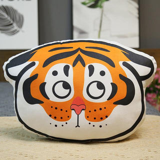 Expressive Tiger Head Pillow Yellow Plushie Depot