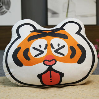 Expressive Tiger Head Pillow Pink Plushie Depot