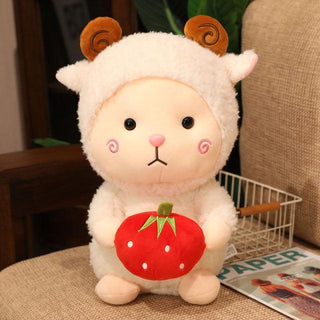 Mianyang Sitting Holding Strawberries Plush Toys white