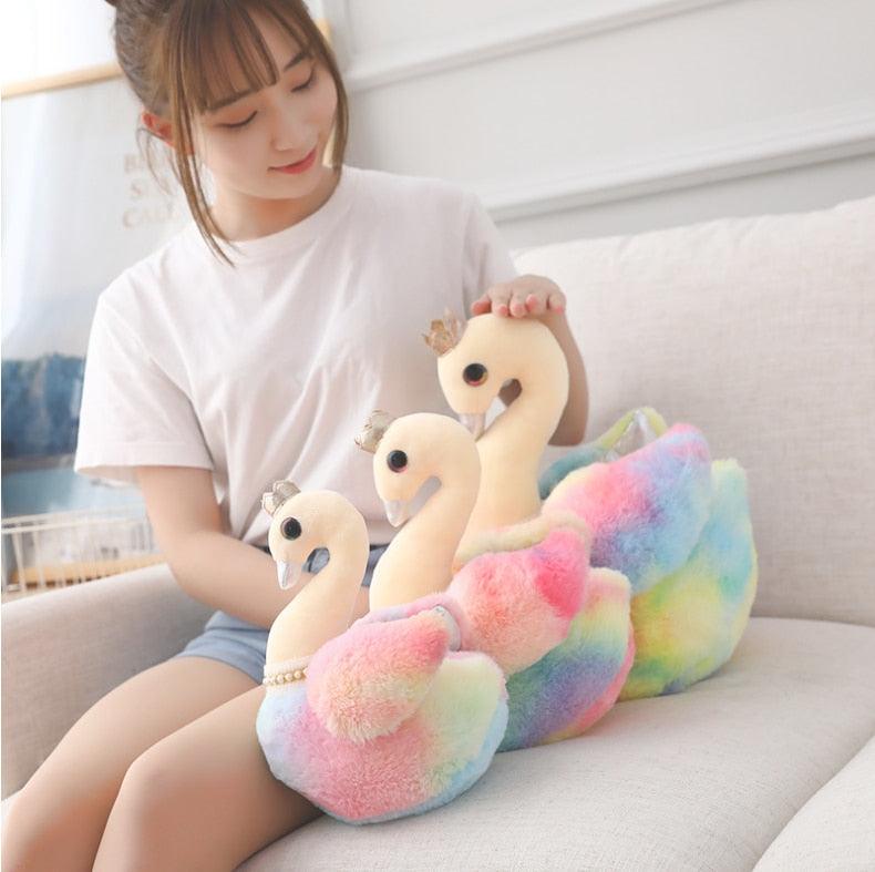 Kawaii Rainbow Princess Swan Plush Toys Stuffed Animals - Plushie Depot