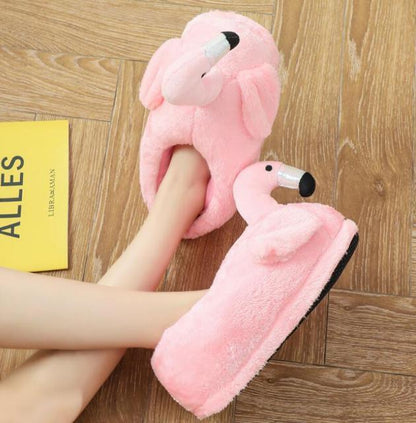 Cute Women's Flamingo Slippers Pink Fuzzy Flamingo House Shoes