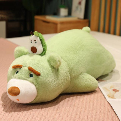 Lying Down Fruit Bear Rest Pillows green Pillows - Plushie Depot