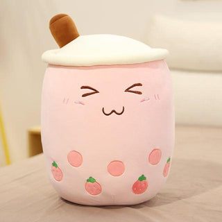 Lovely Milk Tea Plush Pillow Pink Plushie Depot