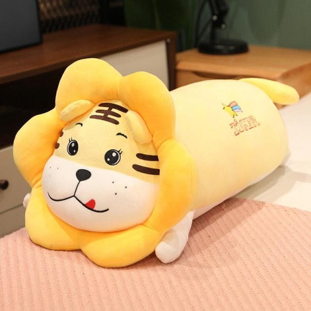 Cute Lying Sun Tiger Plush Pillow white Pillows - Plushie Depot