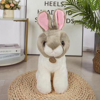 Real Lifelike Rabbit Stuffed Animals gray Plushie Depot