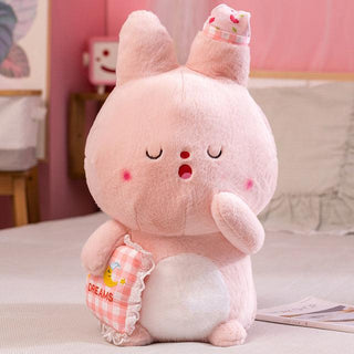 Sleeping Bunny Plush Pillows Pink Pillows - Plushie Depot