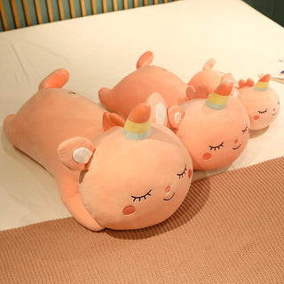 Long Pink Unicorn Plush Pillow Pillows - Plushie Depot