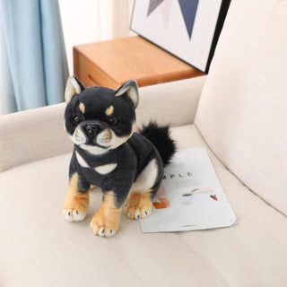 Realistic Stuffed Shiba Inu Plush Toys Sitting Black Plushie Depot