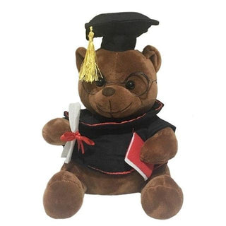 Graduation Aspiring Dr. Bear Plush Toy dark brown Plushie Depot