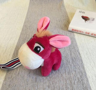 Cute Donkey Plush Keychain Rose Red Keychains - Plushie Depot
