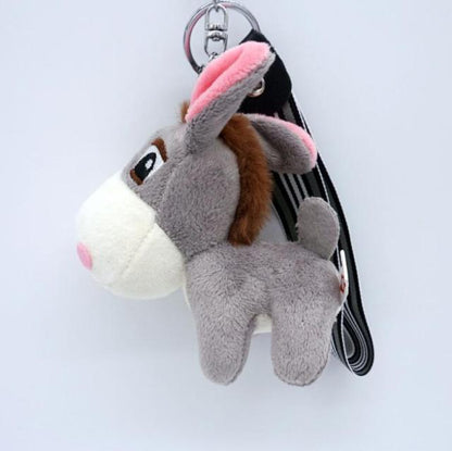 Cute Donkey Plush Keychain Gray Keychains Plushie Depot