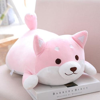 Cute Fat Shiba Inu Dog Plush Toy pink open eyes Stuffed Animals Plushie Depot