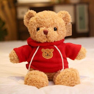Cute Teddy Bear Plushie with a Teddy Bear Sweater Red Plushie Depot