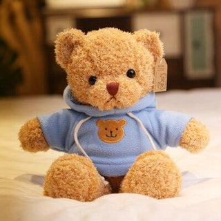 Cute Teddy Bear Plushie with a Teddy Bear Sweater Blue Plushie Depot