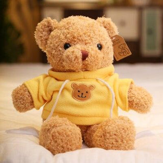 Cute Teddy Bear Plushie with a Teddy Bear Sweater Yellow Plushie Depot