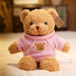 Cute Teddy Bear Plushie with a Teddy Bear Sweater Pink Plushie Depot