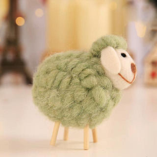 4" Baba Sheep Wool Felt Plush Toy Green Stuffed Animals - Plushie Depot