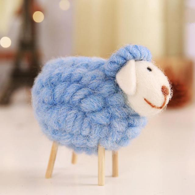 4" Baba Sheep Wool Felt Plush Toy Blue Stuffed Animals Plushie Depot