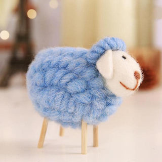 4" Baba Sheep Wool Felt Plush Toy Blue Stuffed Animals - Plushie Depot