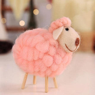 4" Baba Sheep Wool Felt Plush Toy Pink Stuffed Animals - Plushie Depot