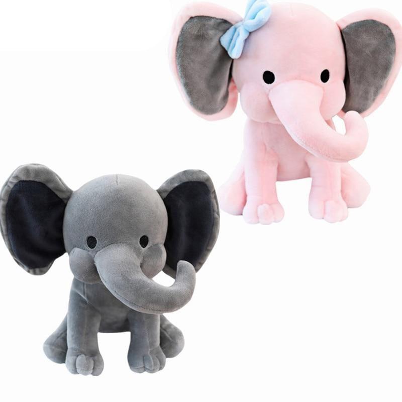 Cute Gray and Pink Sleeping Elephant Toys Plushie Depot