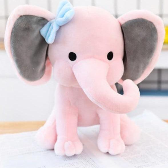 Cute Gray and Pink Sleeping Elephant Toys Pink Plushie Depot