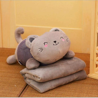 Plushie Cat Pillow With Blanket 20" blanket1x1.7m sleeping Stuffed Animals - Plushie Depot